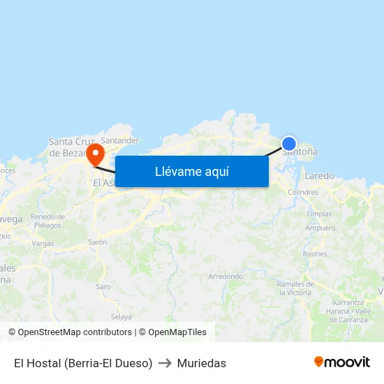El Hostal (Berria-El Dueso) to Muriedas map