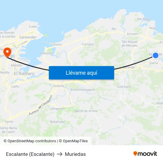 Escalante (Escalante) to Muriedas map