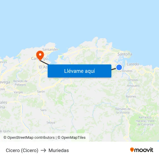 Cicero (Cicero) to Muriedas map