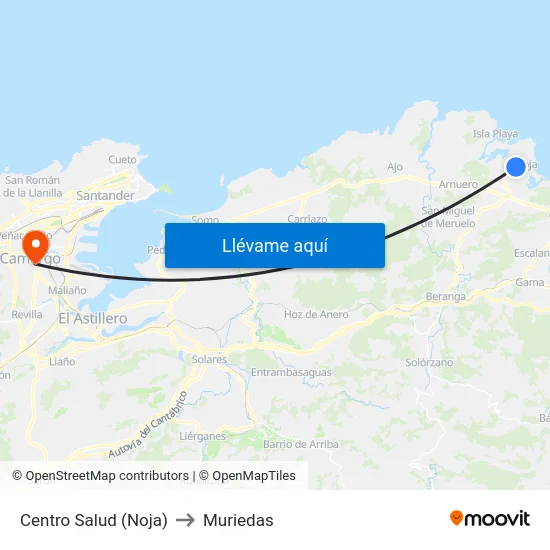 Centro Salud (Noja) to Muriedas map