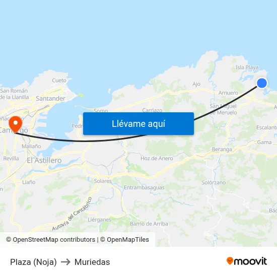 Plaza (Noja) to Muriedas map