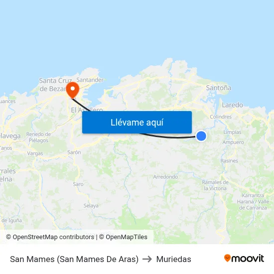 San Mames (San Mames De Aras) to Muriedas map