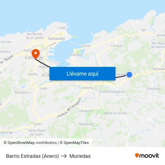 Barrio Estradas (Anero) to Muriedas map