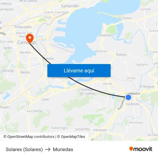 Solares (Solares) to Muriedas map