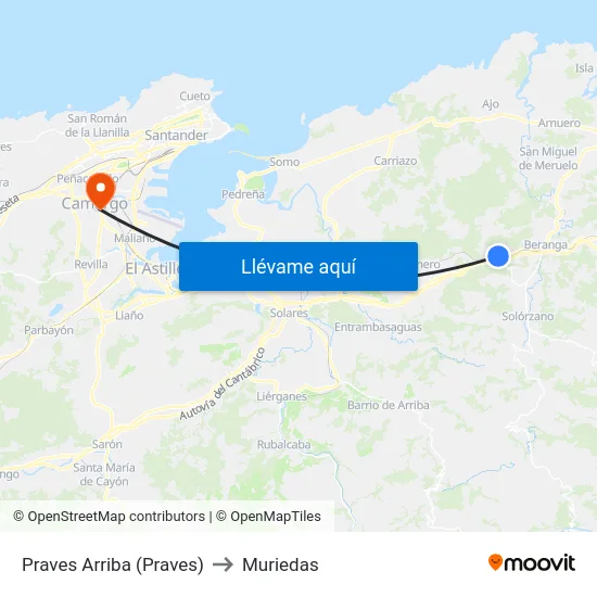 Praves Arriba (Praves) to Muriedas map