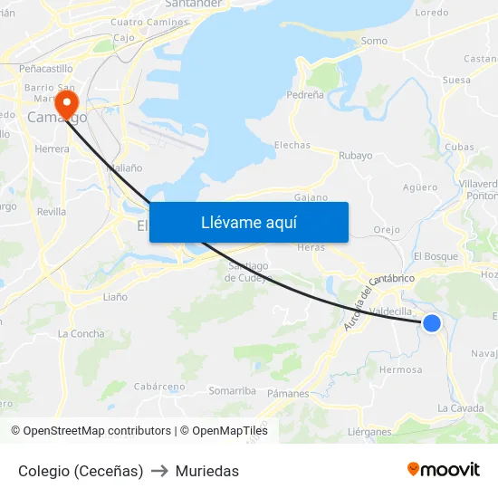 Colegio (Ceceñas) to Muriedas map