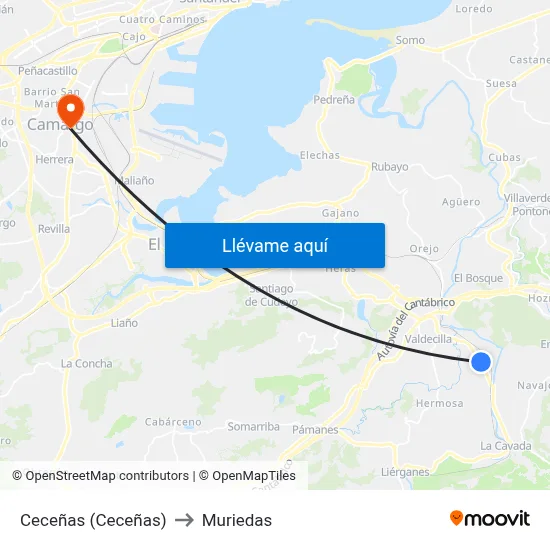 Ceceñas (Ceceñas) to Muriedas map