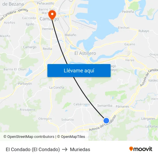 El Condado (El Condado) to Muriedas map