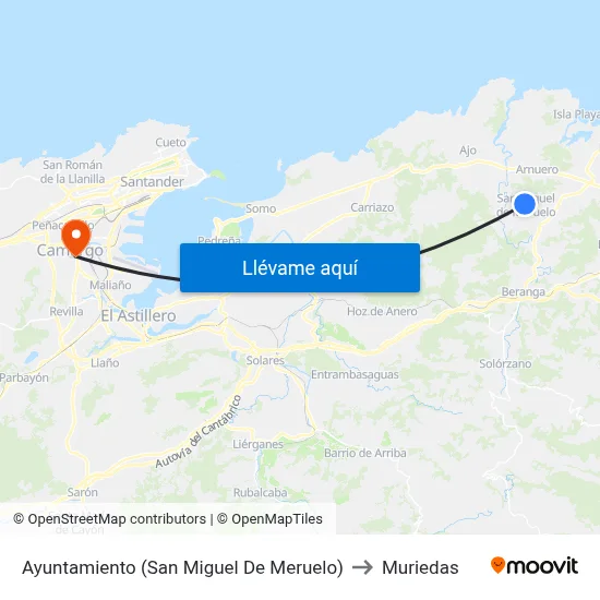 Ayuntamiento (San Miguel De Meruelo) to Muriedas map