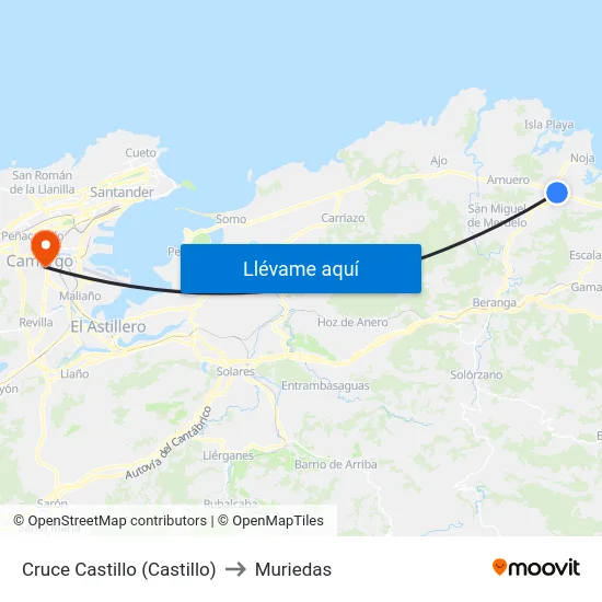 Cruce Castillo (Castillo) to Muriedas map