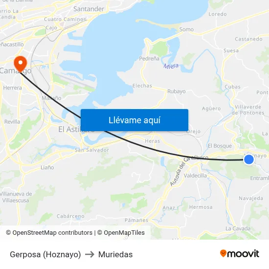 Gerposa (Hoznayo) to Muriedas map