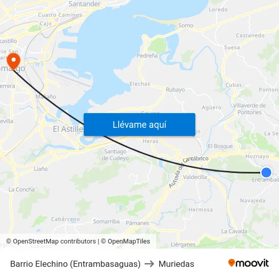 Barrio Elechino (Entrambasaguas) to Muriedas map