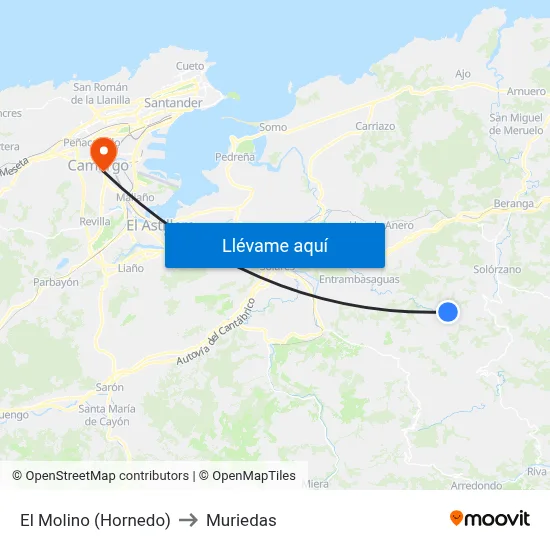 El Molino (Hornedo) to Muriedas map
