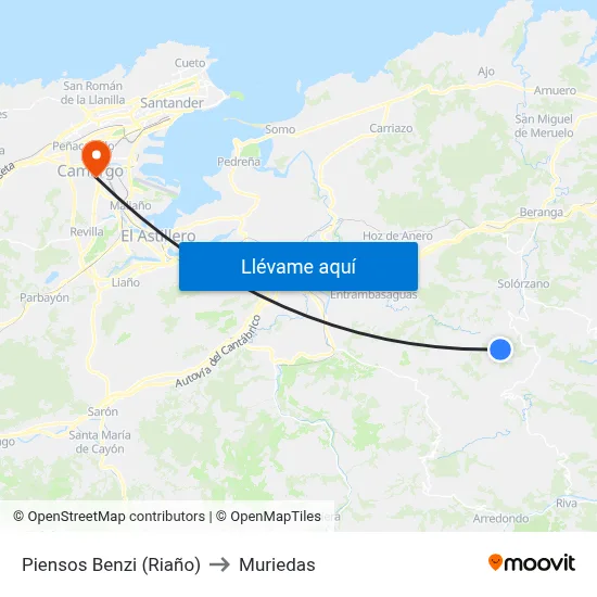 Piensos Benzi (Riaño) to Muriedas map