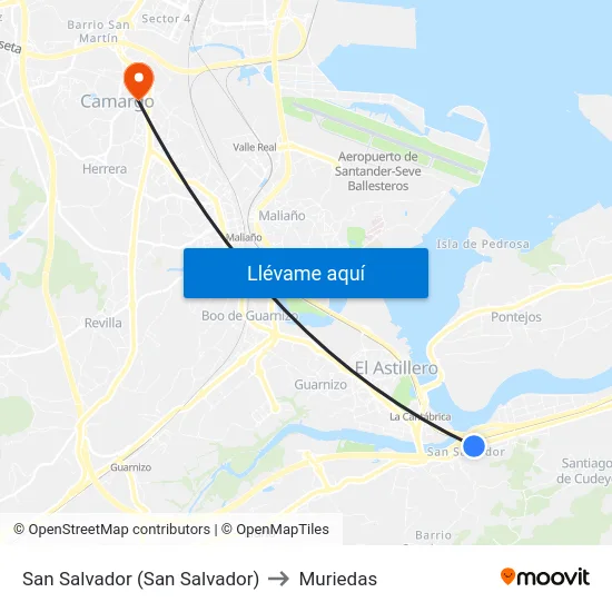 San Salvador (San Salvador) to Muriedas map