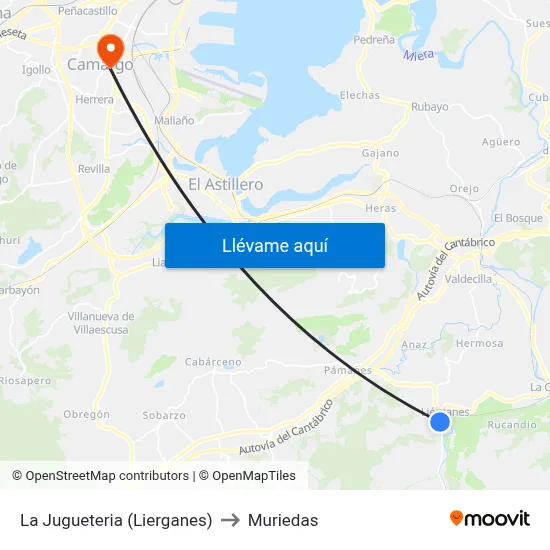 La Jugueteria (Lierganes) to Muriedas map