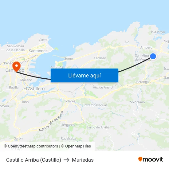 Castillo Arriba (Castillo) to Muriedas map