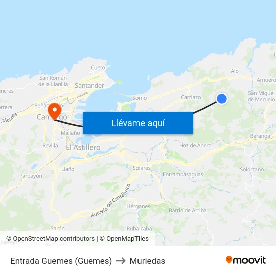 Entrada Guemes (Guemes) to Muriedas map