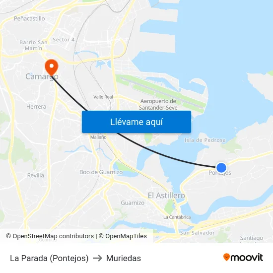 La Parada (Pontejos) to Muriedas map