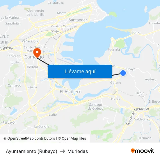 Ayuntamiento (Rubayo) to Muriedas map