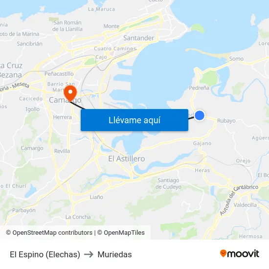 El Espino (Elechas) to Muriedas map