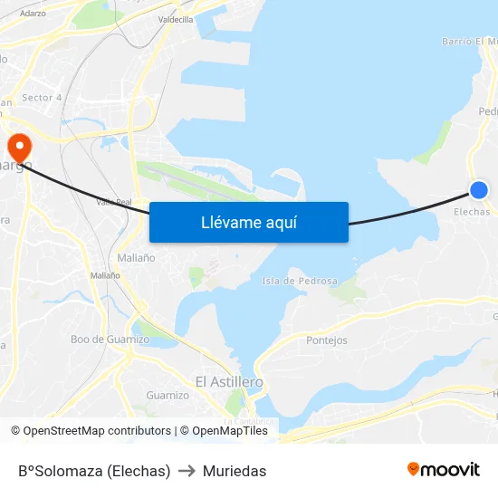BºSolomaza (Elechas) to Muriedas map
