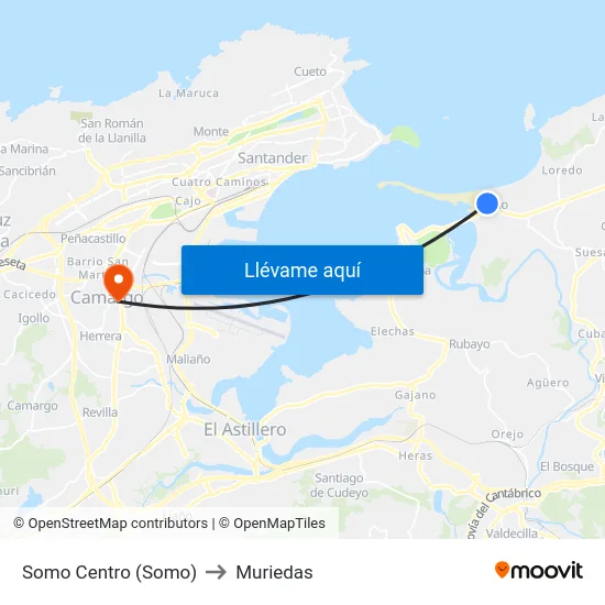 Somo Centro (Somo) to Muriedas map
