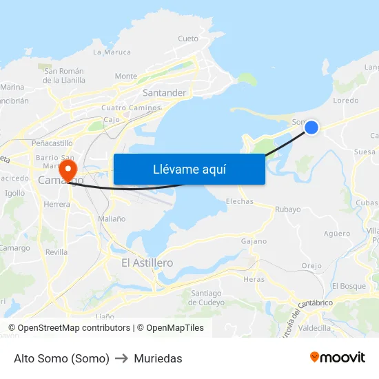 Alto Somo (Somo) to Muriedas map