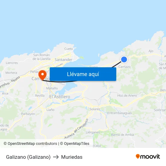 Galizano (Galizano) to Muriedas map