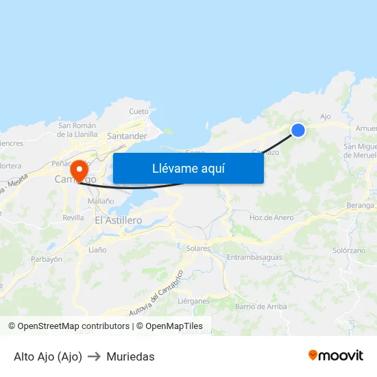 Alto Ajo (Ajo) to Muriedas map