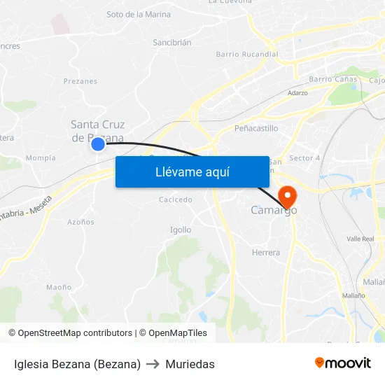 Iglesia Bezana (Bezana) to Muriedas map