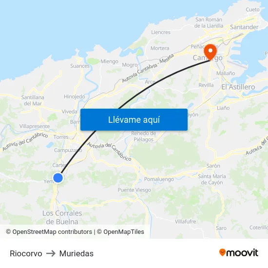 Riocorvo to Muriedas map