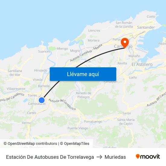 Estación De Autobuses De Torrelavega to Muriedas map
