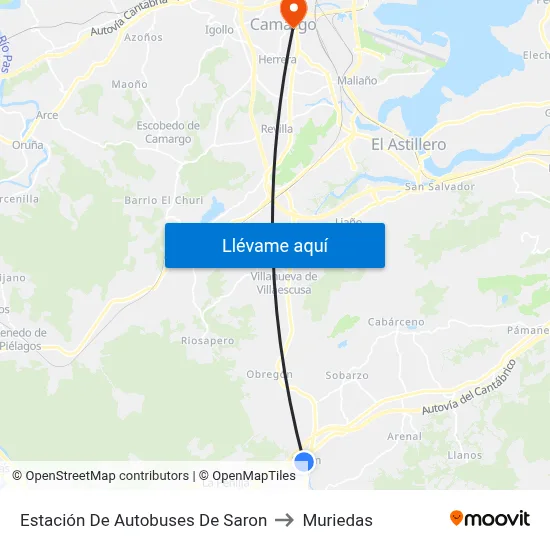 Estación De Autobuses De Saron to Muriedas map