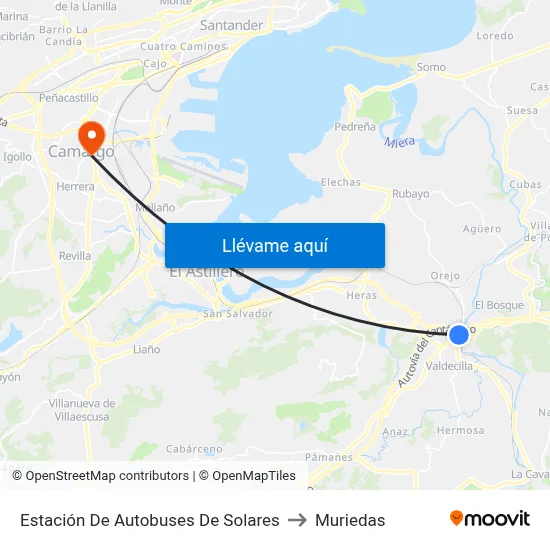 Estación De Autobuses De Solares to Muriedas map