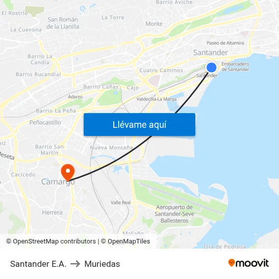 Santander E.A. to Muriedas map