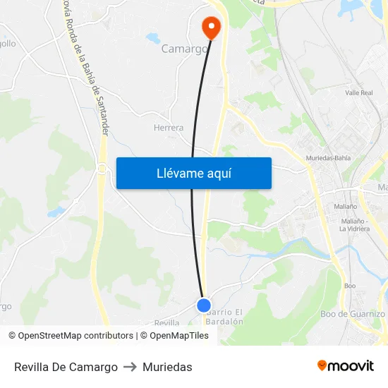 Revilla De Camargo to Muriedas map