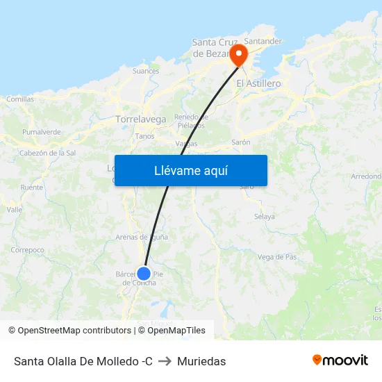 Santa Olalla De Molledo -C to Muriedas map