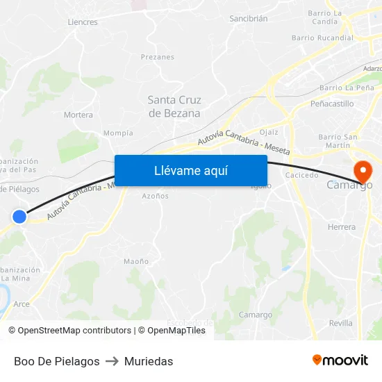 Boo De Pielagos to Muriedas map
