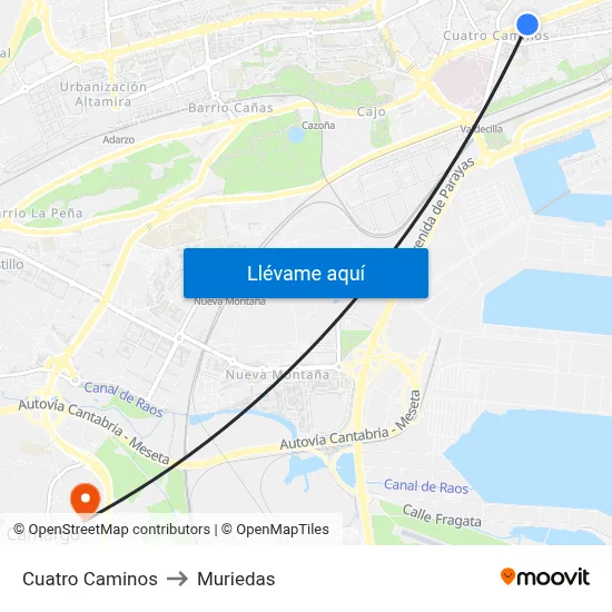 Cuatro Caminos to Muriedas map