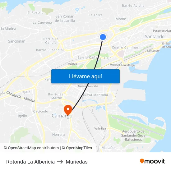 Rotonda La Albericia to Muriedas map