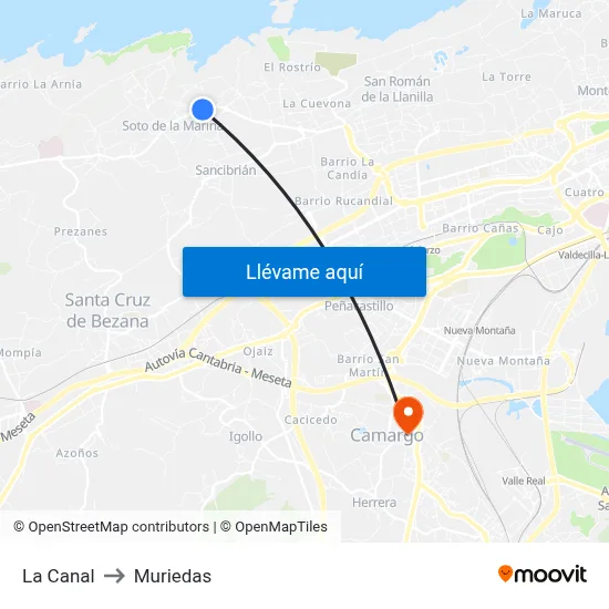 La Canal to Muriedas map