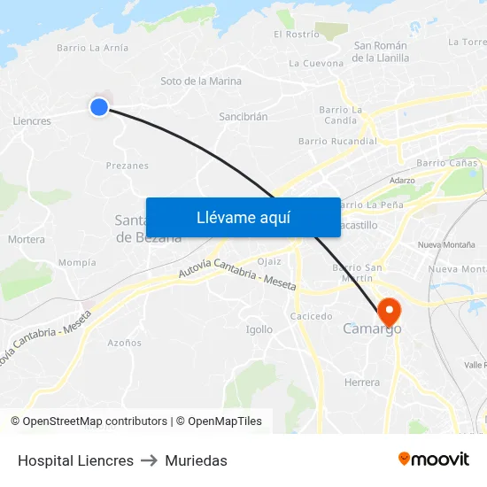 Hospital Liencres to Muriedas map