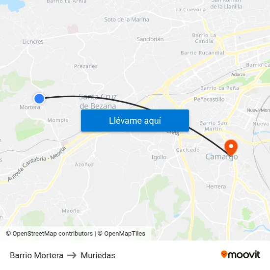 Barrio Mortera to Muriedas map