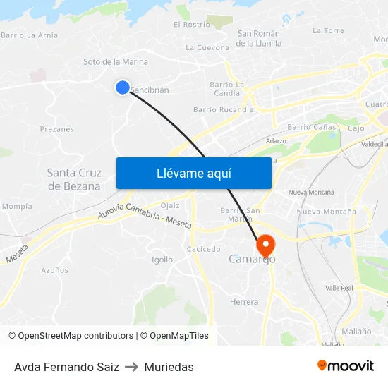Avda Fernando Saiz to Muriedas map