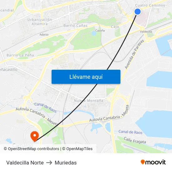 Valdecilla Norte to Muriedas map