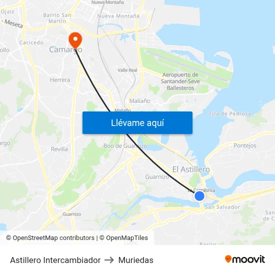 Astillero Intercambiador to Muriedas map
