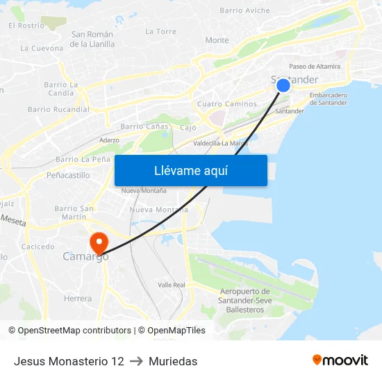 Jesus Monasterio 12 to Muriedas map