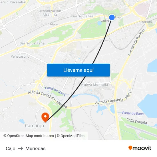 Cajo to Muriedas map