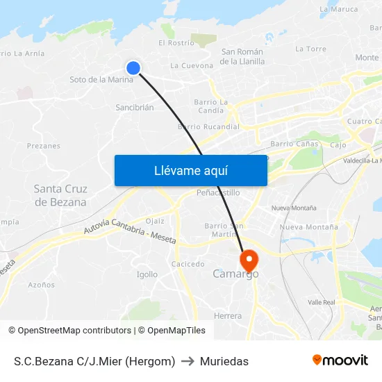 S.C.Bezana C/J.Mier (Hergom) to Muriedas map